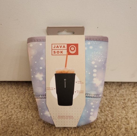 Java Sok Medium New Cold Cup Sleeve 30-32 oz Reusable Pink Purple Cosmic - Picture 1 of 2